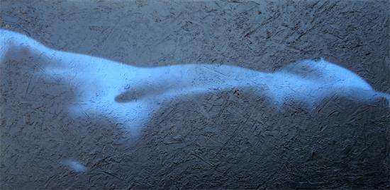 Nu bleu n°2, 50x100cm , peinture acrylique sur toile